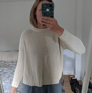 Mango Chunky Crop Beige Creamy Sweater Top